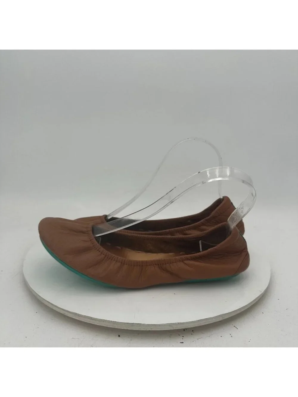 Tieks By Gavrieli Women Size 8 Brown Leather Teal Accents Ballet Women Flat Shoe